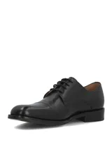 Zapatos de vestir para hombre tipo Oxford, color negro, confeccionados en cuero con cordones y suela de goma.