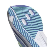 Championes Adidas Adizero SL2, color celeste con detalles en verde limón y suela blanca.