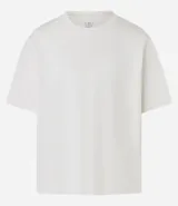 Remera de algodón con cuello redondo y mangas cortas, de corte overboxy holgado y diseño liso.