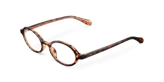 Lentes Blue Light con montura redonda de carey, fabricada en material bio-based G850. Cuentan con protección UV400 y lentes CR39 transparentes. Diseñados para proteger la visión de la luz azul emitida por pantallas de dispositivos digitales.