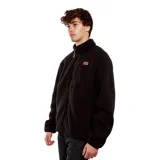 Campera de polar negro con cierre frontal y cuello alto.