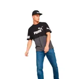 Gorra Puma unisex azul marino con visera gris y logo Puma bordado en blanco.