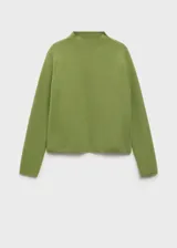 Jersey de punto fino con cuello perkins y manga larga. Presenta un diseño recto y minimalista, ideal para un look casual y elegante.