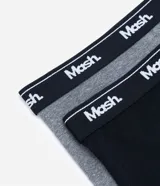 Kit de dos calzoncillos bóxer Mash, uno negro y otro gris, confeccionados en algodón con cintura elástica con logo de la marca.