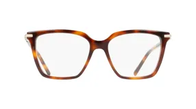 Anteojos de receta Ferragamo con armazón de acetato en estampado carey, diseño cuadrado y detalles metálicos en las esquinas.