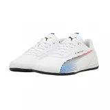 Championes Puma modelo BMW Motorsport Neo Cat 2.0, de diseño aerodinámico en color negro con detalles gráficos en rojo y azul. Presenta cierre de cordones y suela blanca de perfil bajo.