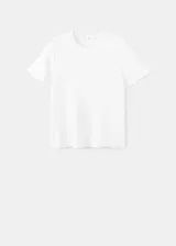 Camiseta básica de manga corta y cuello redondo, color blanco, de corte recto.