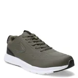 Championes deportivos Topper modelo Boro III, color verde oliva con suela blanca y detalles en negro. Presentan un diseño de corte bajo con cierre de cordones y textura lineal en el exterior.