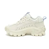 Championes Caterpillar modelo Intruder Lite, color blanco con detalles en celeste, con suela chunky de goma gruesa y plataforma.