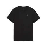 Remera Puma ESS Elevated de manga corta y cuello redondo, color negro, con diseño liso y un pequeño logo bordado en el pecho.