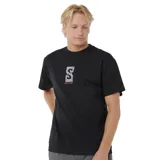 Remera negra de manga corta con logo de Rip Curl en el pecho.
