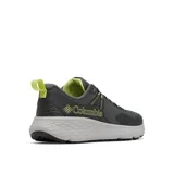Championes de senderismo Columbia modelo Konos TRS, color gris oscuro con detalles en verde lima. Presentan empeine de malla técnica con sobrecapas sin costuras, sistema Navic Fit para ajuste en el mediopié, mediasuela Techlite+ para amortiguación y suela Adapt Trax para tracción en diversas superficies.