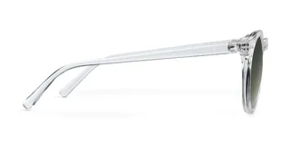 Lentes de sol Kubu Minor con montura redonda transparente y lentes polarizados negros. Protección UV 400, categoría 3. Fabricados con policarbonato francés.