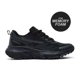 Championes deportivos Hi-Tec modelo Cris, color negro, con diseño de malla transpirable y tecnología de plantilla Memory Foam para mayor confort. Presentan suela robusta y logo de la marca en el lateral.