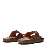 Sandalias tipo Birkenstock de color negro, con doble tira ajustable mediante hebillas metálicas y plantilla anatómica con base de corcho.