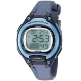 Reloj digital Casio modelo LW203-1BVDF, con caja y correa de resina color azul y detalles en negro. Resistencia al agua 50 mts y duración de batería 10 años.