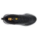 Sneaker Caterpillar modelo Voltage, color negro con detalles plateados y amarillos, confeccionada en cuero y malla, con suela robusta de goma.