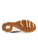 Bota de senderismo Columbia de altura media, color beige, con tecnología impermeable OutDry y sistema de amortiguación Omni-MAX. Presenta parte superior de malla técnica con superposiciones reforzadas, cierre de cordones con sistema Navic Fit y suela de goma con tracción Adapt Trax.