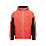 Campera deportiva Nike Air con capucha, diseño en color naranja con paneles laterales negros y detalles en blanco. Cuenta con cierre frontal completo y parche con logo en el pecho.