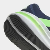 Championes de running Adidas Galaxy 7, color azul marino con las icónicas tres tiras en verde lima y suela blanca con tecnología Cloudfoam.