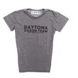 Remera gris topo de algodón con estampa negra en el frente con la leyenda "Daytona Dixion Team - Life to ride, ride to life".
