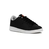 Championes Lotto negros con detalles en gris y logo naranja.