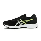 Championes de running Asics Raiden 3, color negro con detalles en amarillo flúor y blanco.