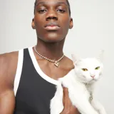 Collar de cadena de bolas de aleación de metales bañada en plata de ley, con un dije central en forma de corazón estilizado, bañado en oro 18k.