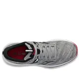 Championes de running Saucony Omni 21, color gris con detalles en negro y rojo.