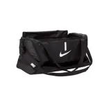Bolso de deporte Nike Academy Team negro con logo blanco. Cuenta con compartimento principal con cierre, compartimentos internos, correa ajustable para el hombro y doble asa de mano. Fabricado en poliéster resistente a la abrasión.