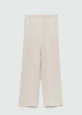Pantalon wideleg de tiro alto, confeccionado en tejido de bambula de algodón. Presenta cintura elástica y bolsillos laterales.
