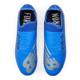 Championes de fútbol New Balance Furon V7 Dispatch FG, color celeste con detalles en negro y logo en blanco.