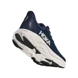 Championes de running Hoka Arahi 8, color azul marino con suela gruesa blanca y logo grande de la marca en el lateral.
