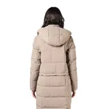 Campera multifunción modular de nylon matelaseado color taupe. Diseño versátil con sistema de cierres que permite transformarla en cuatro versiones: campera larga, campera corta, chaleco largo y chaleco corto. Cuenta con capucha desmontable, cierre frontal completo y bolsillos laterales.