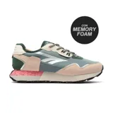 Championes deportivos Hi-Tec Blair para mujer, con capellada en tonos gris, verde, rosa y beige, cordones moteados y suela con tecnología Memory Foam.
