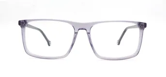 Armazón para lentes Triveo modelo 302/57 col 01, de acetato color lila, con forma rectangular.