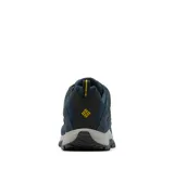 Championes de senderismo Columbia modelo Crestwood Low, color azul marino con detalles en negro y amarillo. Confeccionados en gamuza y tejido, cuentan con mediasuela Techlite para mayor amortiguación y suela de caucho con tecnología Omni-Grip para una tracción superior.