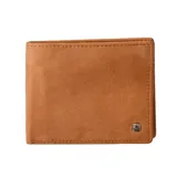 Billetera Rip Curl de cuero marrón claro, modelo K-Roo Rfid 2 in 1, con diseño compacto y costuras decorativas en el borde. Cuenta con un pequeño aplique metálico con el logo de la marca en la esquina inferior.