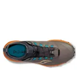 Championes Saucony Peregrine 13 ST para hombre, color marrón con detalles en naranja y celeste. Ideales para running y trail running.