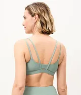 Top deportivo Get Over de microfibra acanalada verde menta, con escote redondo, doble tirante y base ancha.