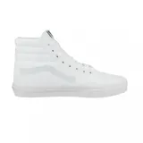 Championes Vans modelo Sk8-Hi de caña alta, color blanco total, con diseño clásico de la marca, cordones al tono y suela de goma vulcanizada.