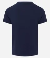 Remera de corte muscle, manga corta y cuello redondo, confeccionada en tejido de media malla. Diseño liso sin estampados.