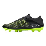 Championes de fútbol Under Armour Magnetico Select 4 FG, diseñados para un ajuste inmediato sin necesidad de adaptación. Presentan una parte superior de piel sintética con estampado 3D para mayor control, cuello textil tipo calcetín y suela de TPU con tacos cónicos para una tracción óptima en césped natural.