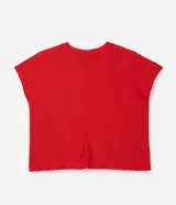 Blusa tipo muscle tee de corte holgado, confeccionada en tejido rib acanalado, con escote redondo y diseño sin mangas.
