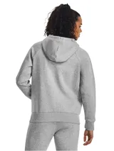 Buzo con capucha Under Armour, confeccionado en tejido polar de mezcla de algodón con interior cepillado. Presenta un diseño de corte clásico con bolsillo tipo canguro frontal, puños y bajo acanalados, y el logo de la marca estampado en el pecho.