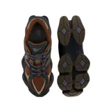 Championes urbanos New Balance modelo 9060, color marrón y negro, confeccionados en gamuza y malla, con logo "N" característico en los laterales y entresuela ABZORB.