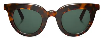 Lentes de sol Mr Boho modelo Hayes, con montura gruesa de acetato color carey y lentes verdes.