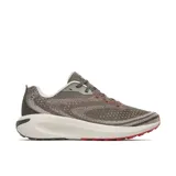 Championes de running Merrell Morphlite para hombre, de color marrón topo con suela blanca y detalles en rojo. Parte superior de tejido jacquard transpirable, entresuela de espuma y suela con tracción para diversos terrenos.