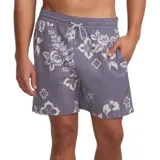 Short de baño Billabong Inthesun gris con estampado de flores blancas.