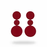 Caravanas artesanales de cuero genuino con diseño de tres círculos de diferentes tamaños en color rojo. Son piezas ultra livianas con sistema de ajuste mediante perforación.